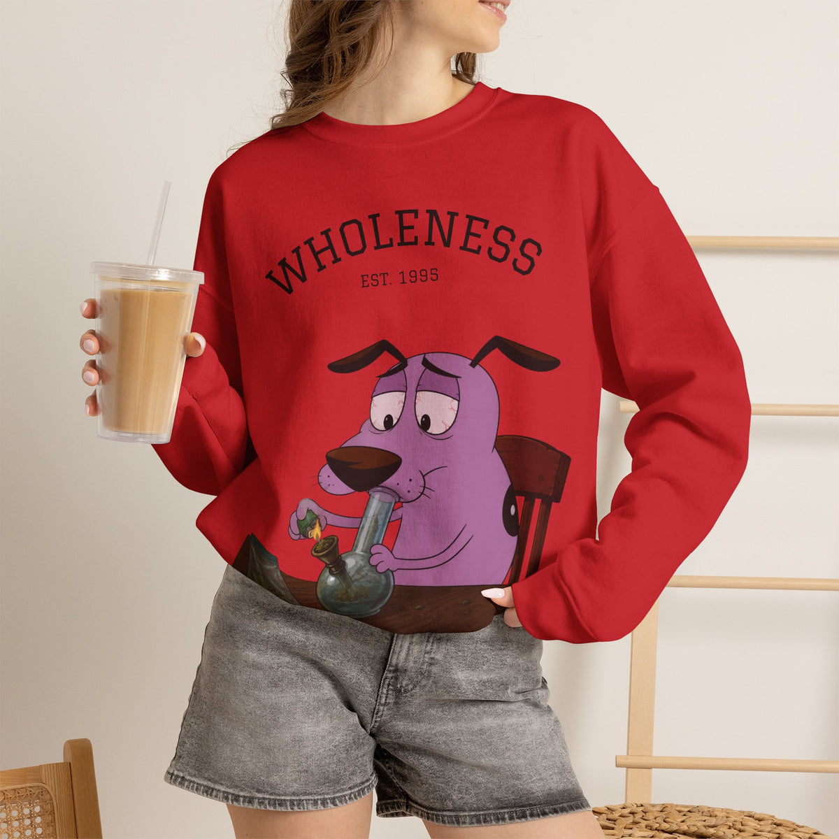 Vert Courage The Cowardly Dog Smoker Unisex Graphic Crewneck Sweatshirt