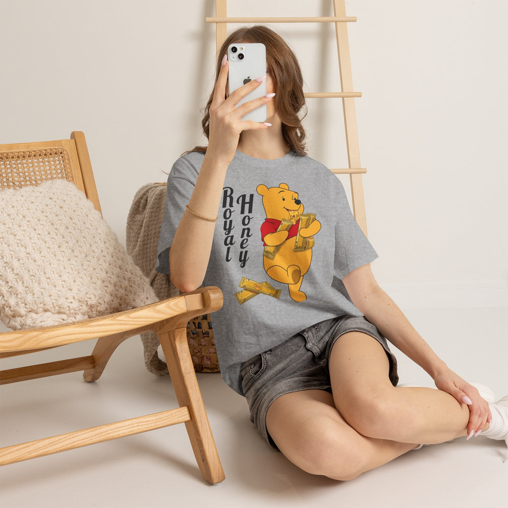 Vert Winnie The Pooh "Royal Honey" Vintage Style Unisex Cotton Graphic T-Shirt