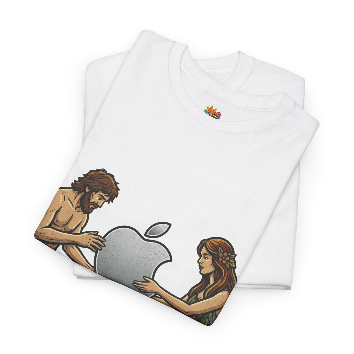Vert Apple Adam & Eve Parody Vintage Style Unisex Cotton Graphic T-Shirt