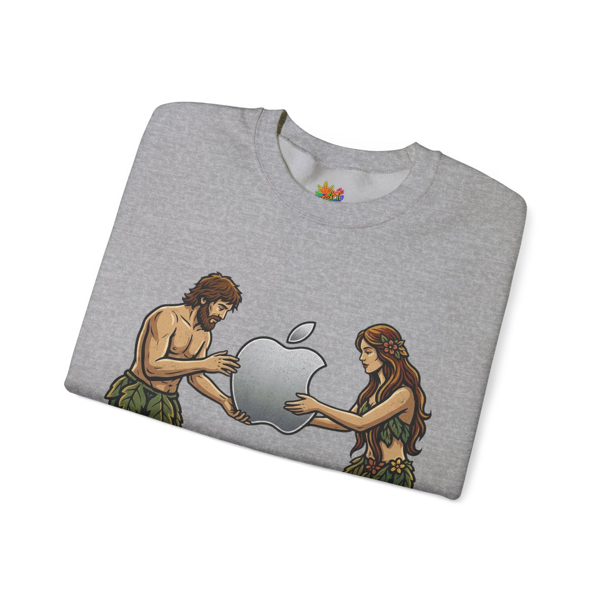 Vert Apple Adam & Eve Parody Vintage Style Unisex Graphic Crewneck Sweatshirt