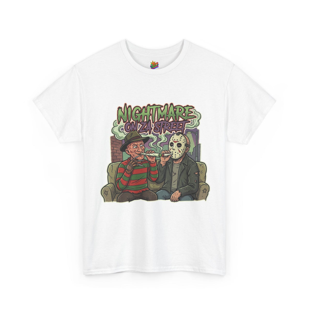 Vert Freddy & Jason Smoker Vintage Style Unisex Cotton Graphic T-Shirt