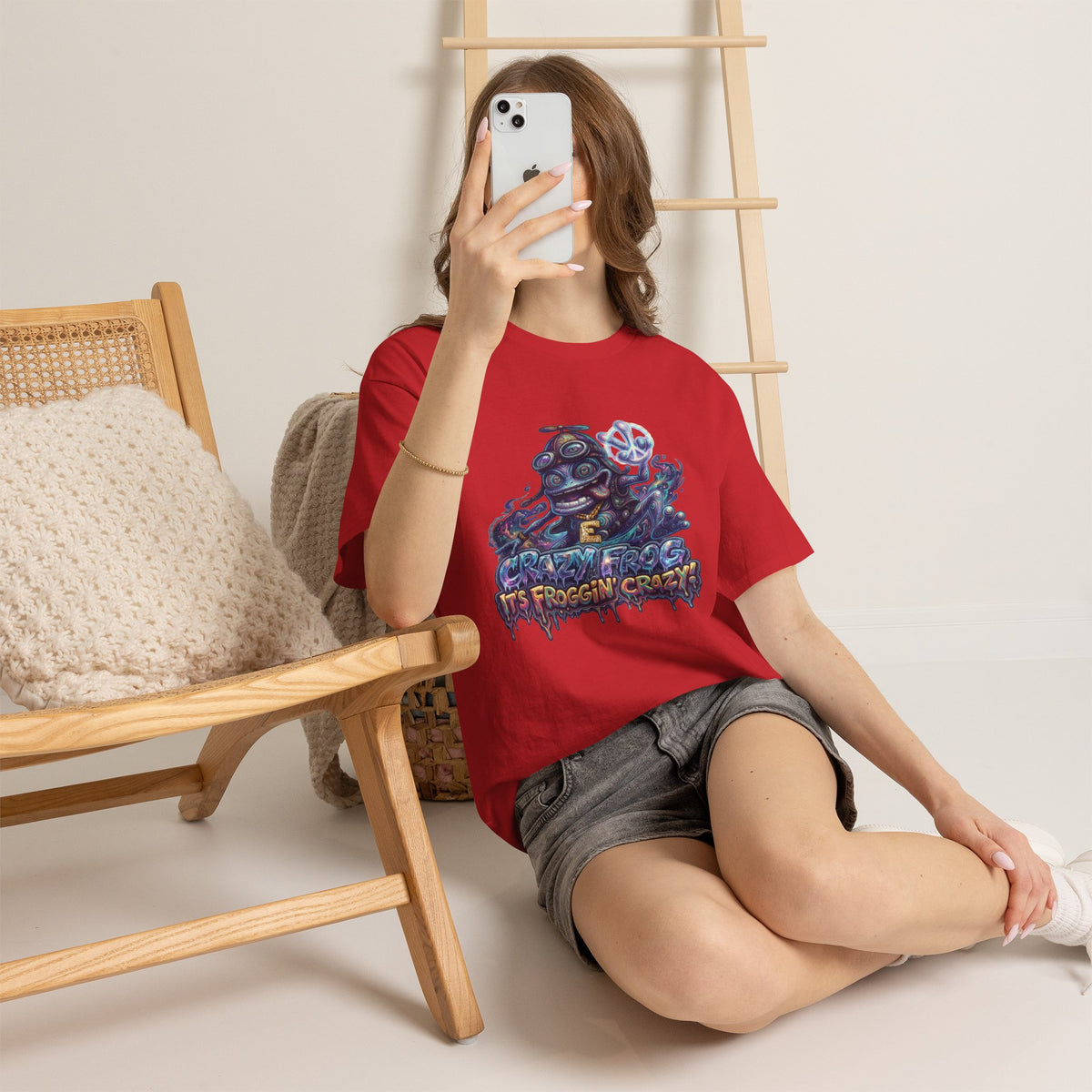 Vert Crazy Frog Psychedelic Vintage Style Unisex Cotton Graphic T-Shirt