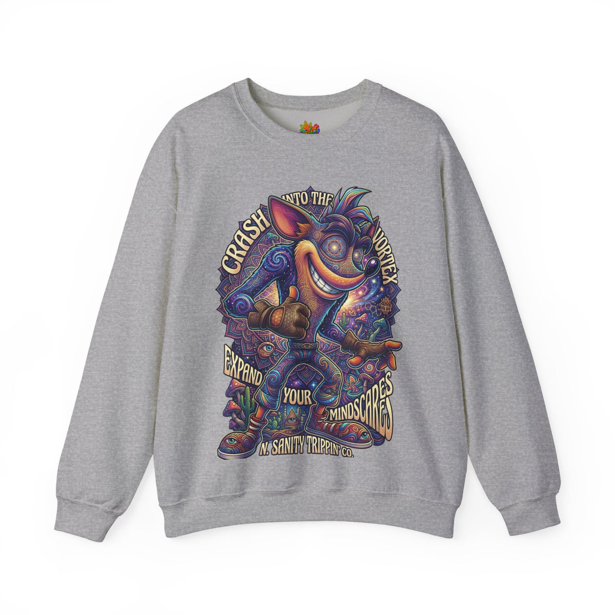 Vert Crash Bandicoot Psychedelic Vintage Style Unisex Graphic Crewneck Sweatshirt