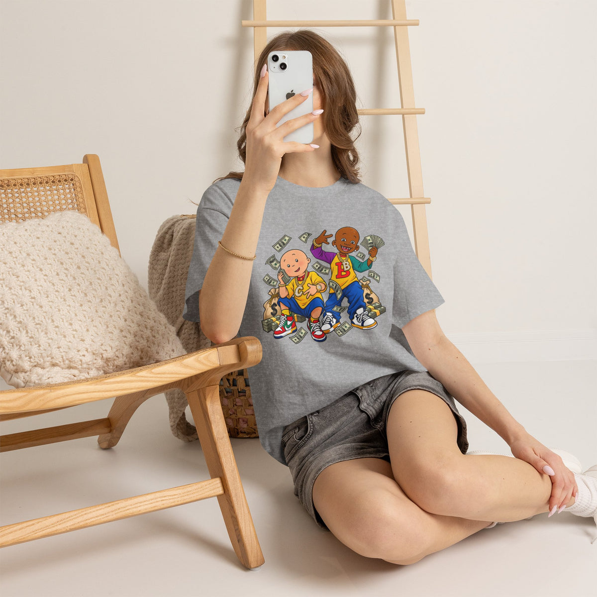 Vert Little Bill & Caillou Alt Vintage Style Unisex Cotton Graphic T-Shirt
