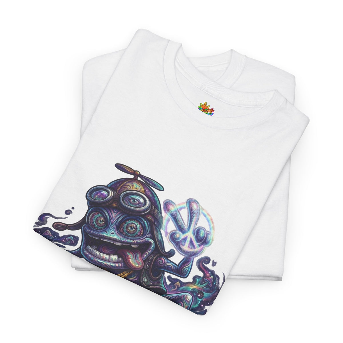 Vert Crazy Frog Psychedelic Vintage Style Unisex Cotton Graphic T-Shirt
