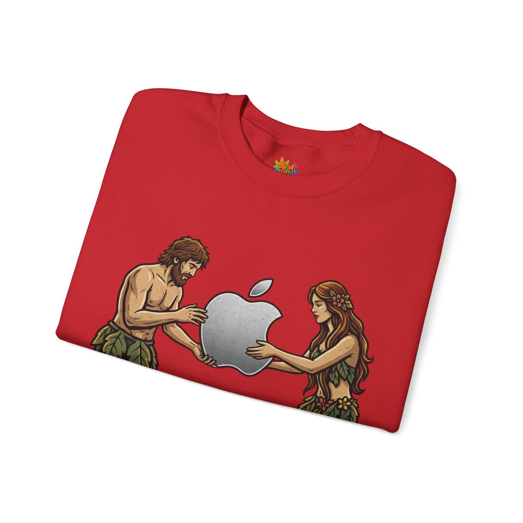 Vert Apple Adam & Eve Parody Vintage Style Unisex Graphic Crewneck Sweatshirt