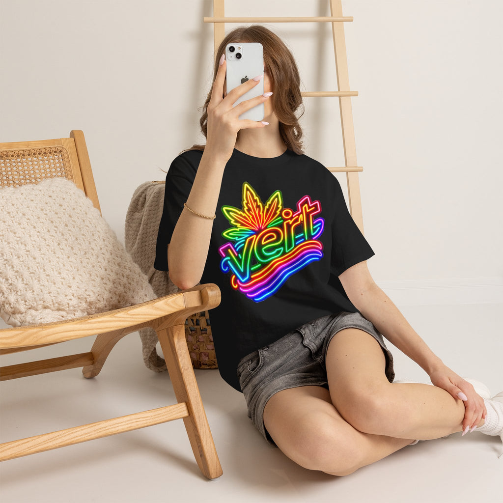 Vert Neon Logo Vintage Style Unisex Cotton Graphic T-Shirt