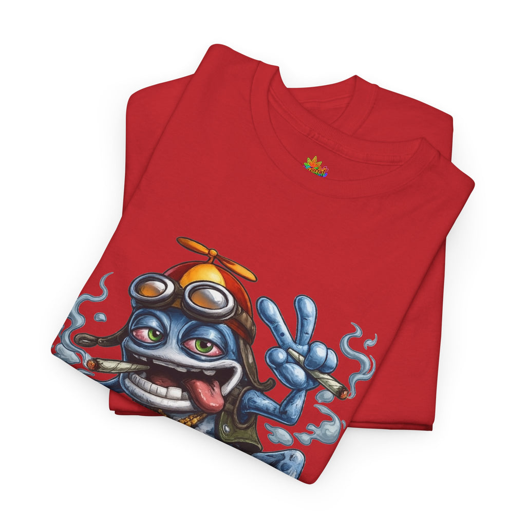 Vert Crazy Frog Smoker Vintage Style Unisex Cotton Graphic T-Shirt