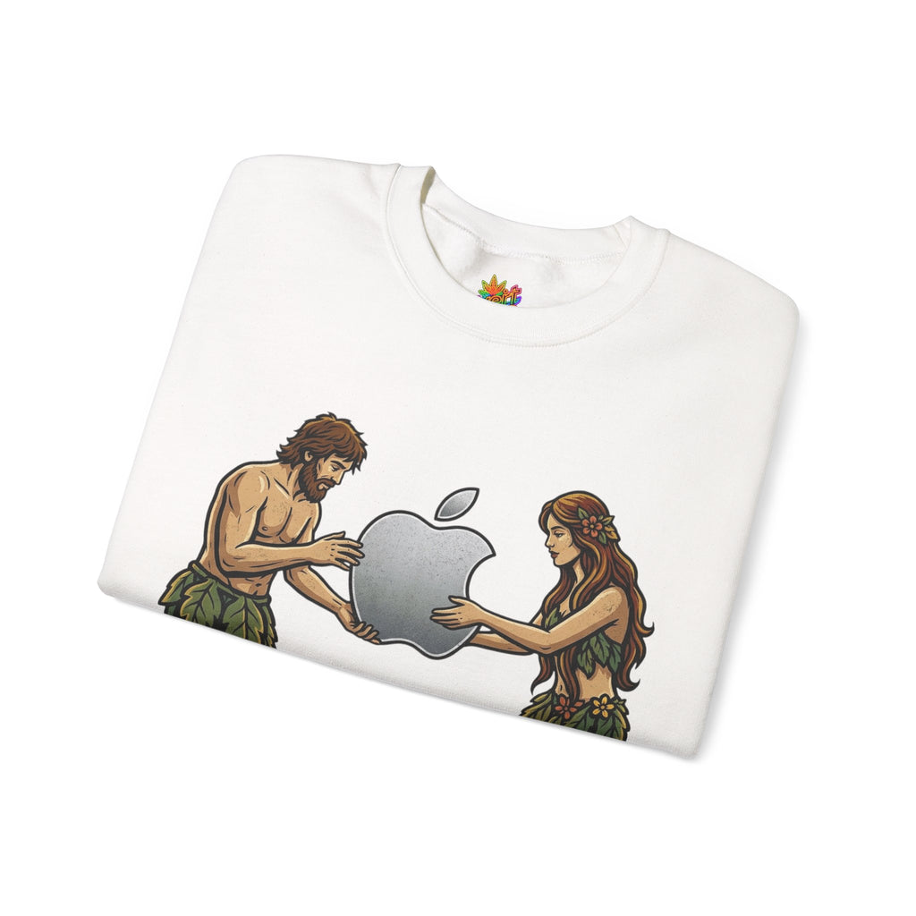 Vert Apple Adam & Eve Parody Vintage Style Unisex Graphic Crewneck Sweatshirt