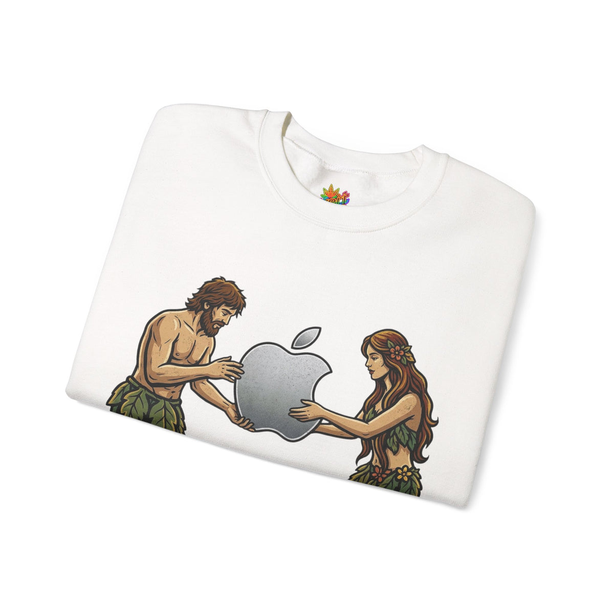 Vert Apple Adam & Eve Parody Vintage Style Unisex Graphic Crewneck Sweatshirt