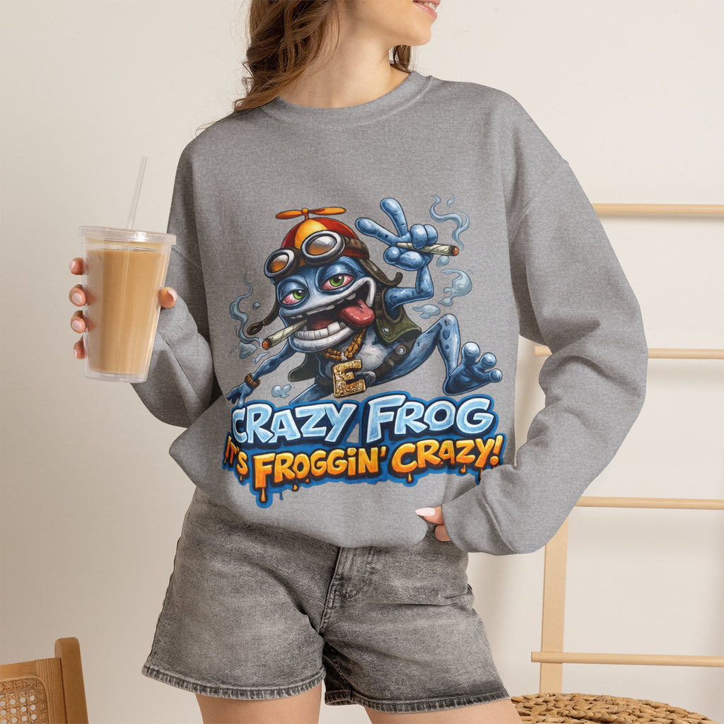 Vert Crazy Frog Smoker Vintage Style Unisex Graphic Crewneck Sweatshirt