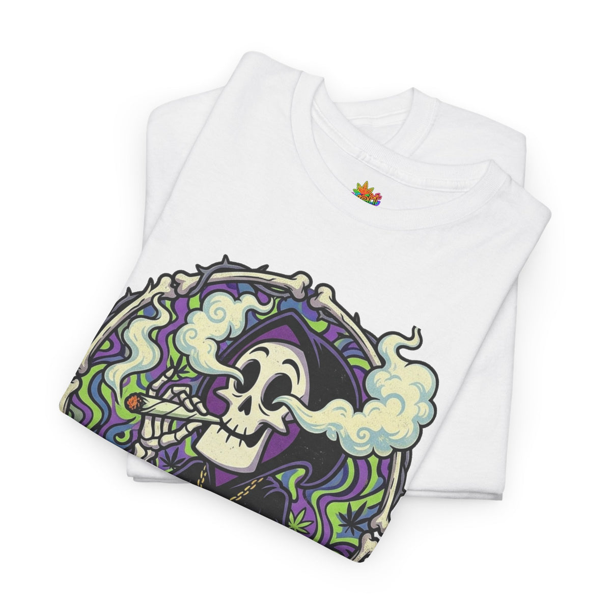 Vert Grim Smoker Vintage Style Unisex Cotton Graphic T-Shirt