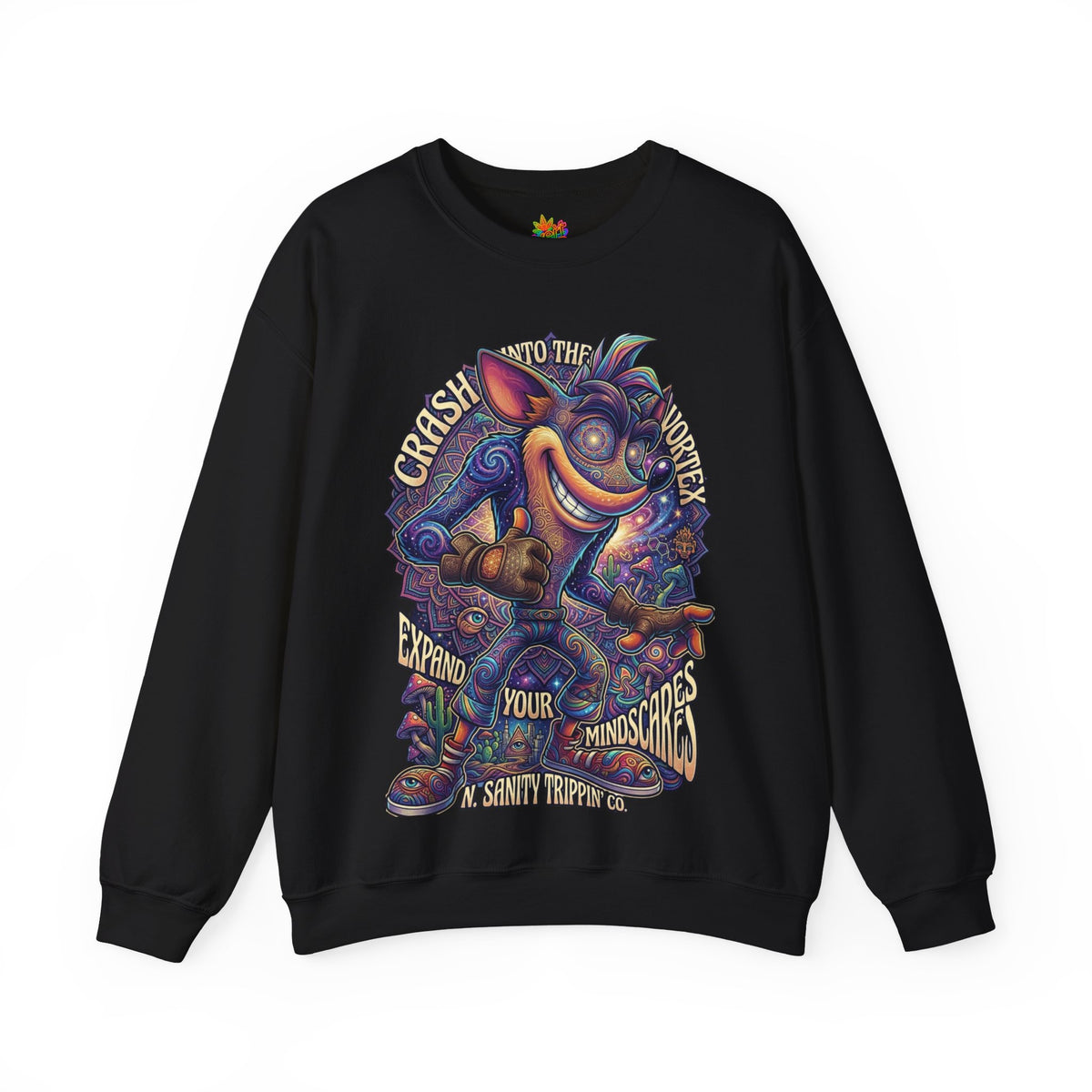 Vert Crash Bandicoot Psychedelic Vintage Style Unisex Graphic Crewneck Sweatshirt