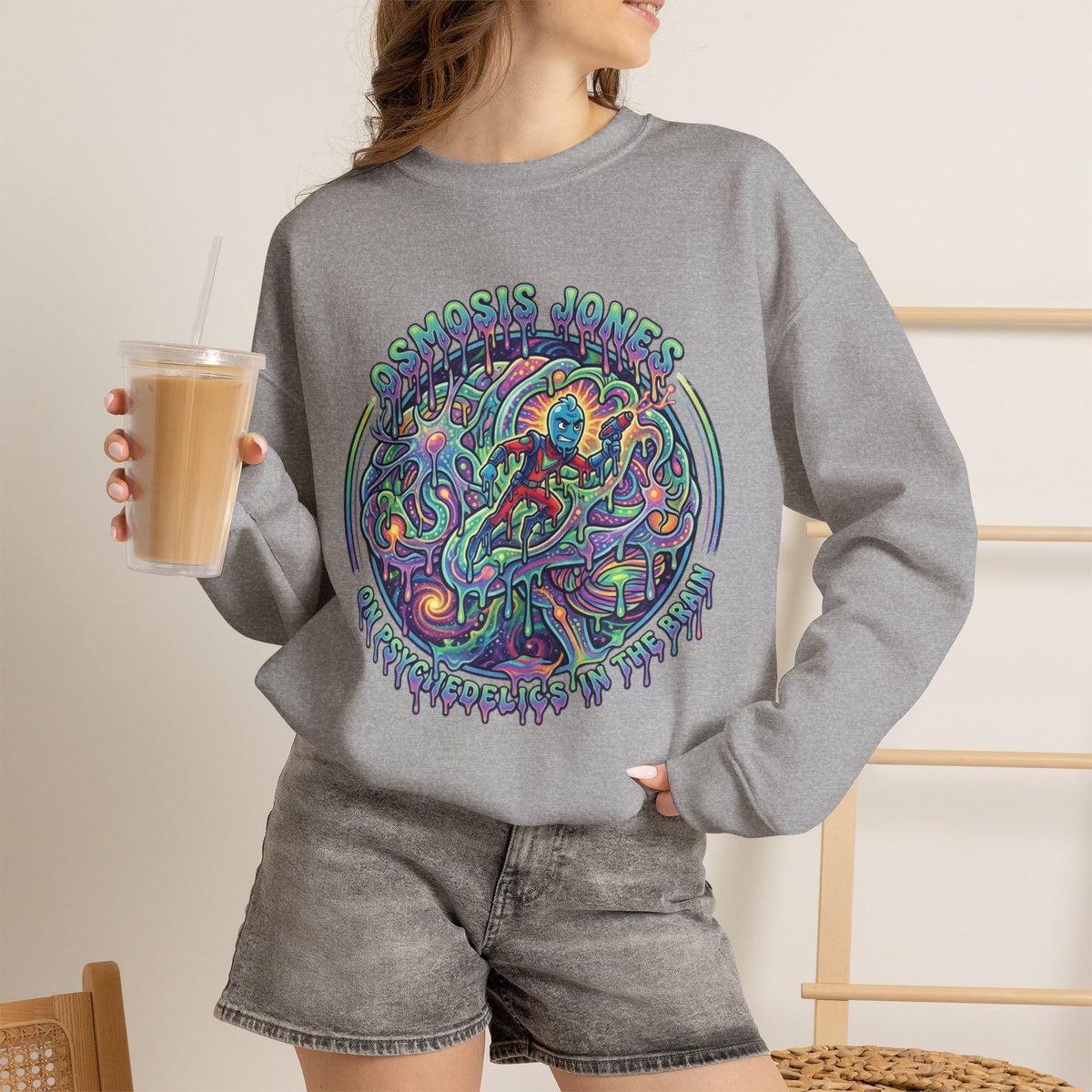 Vert Osmosis Jones Psychedelics Vintage Style Unisex Graphic Crewneck Sweatshirt
