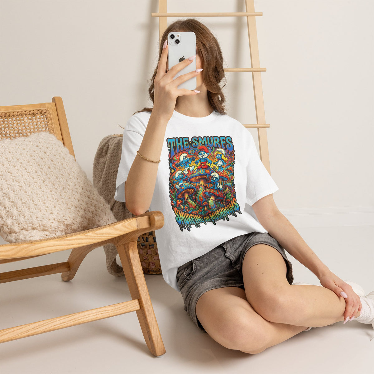 Vert Smurfs Psychedelic Vintages Style Unisex Cotton Graphic T-Shirt
