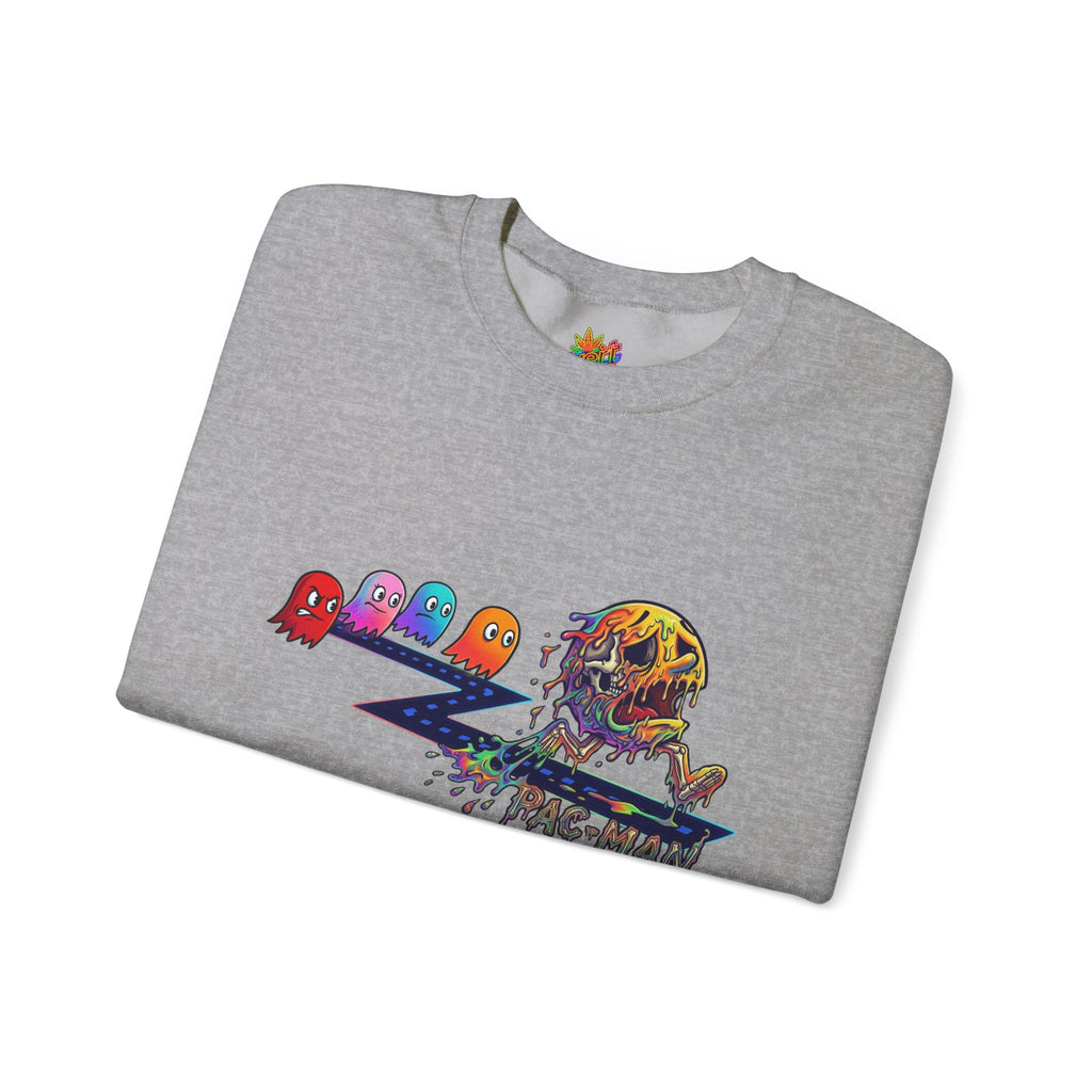 Vert Pac-Man Psychedelic Vintage Style Unisex Graphic Crewneck Sweatshirt