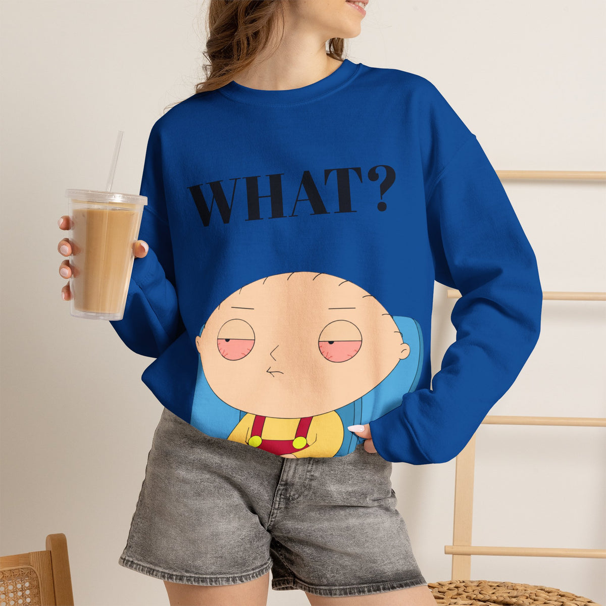 Vert Stewie Vintage Style Unisex Graphic Crewneck Sweatshirt