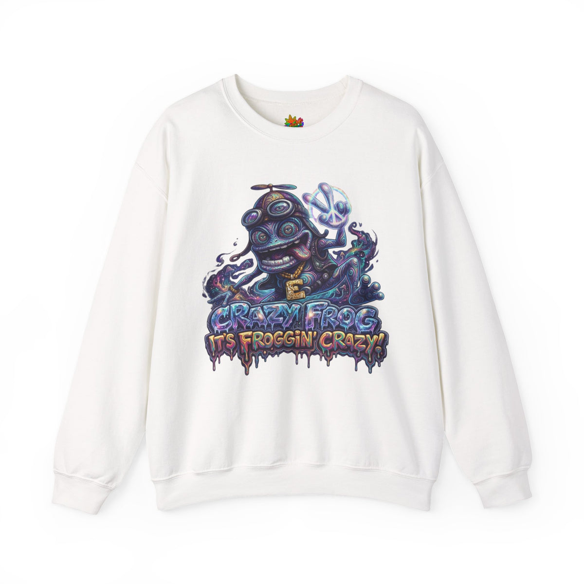 Vert Crazy Frog Psychedelic Vintage Style Unisex Graphic Crewneck Sweatshirt