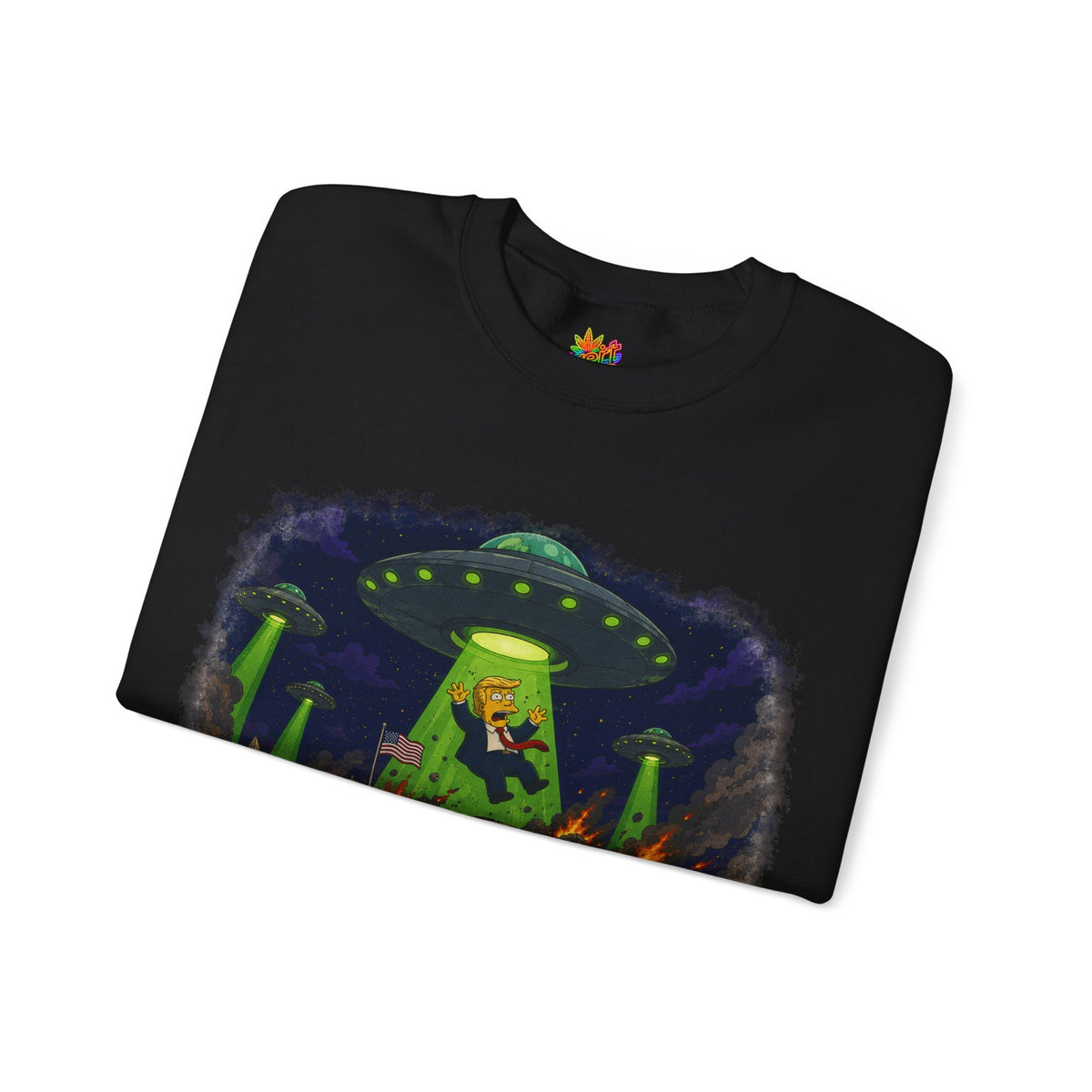 Vert Donald Trump Abduction Vintage Style Unisex Graphic Crewneck Sweatshirt