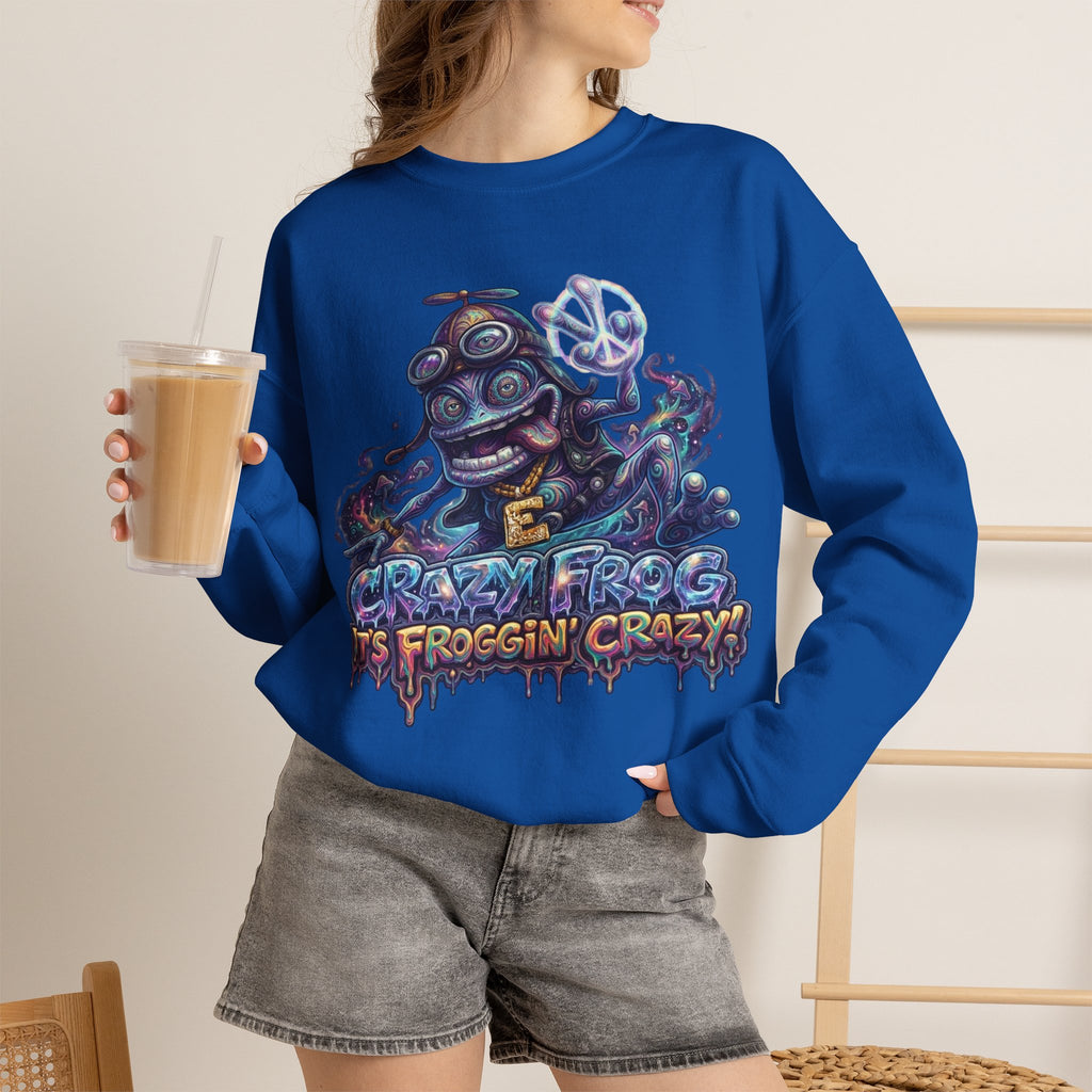 Vert Crazy Frog Psychedelic Vintage Style Unisex Graphic Crewneck Sweatshirt