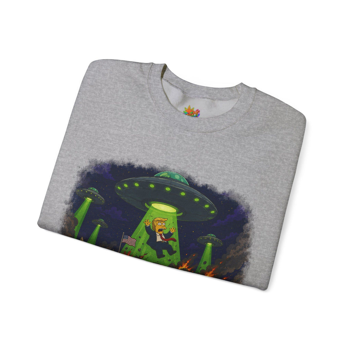 Vert Donald Trump Abduction Vintage Style Unisex Graphic Crewneck Sweatshirt
