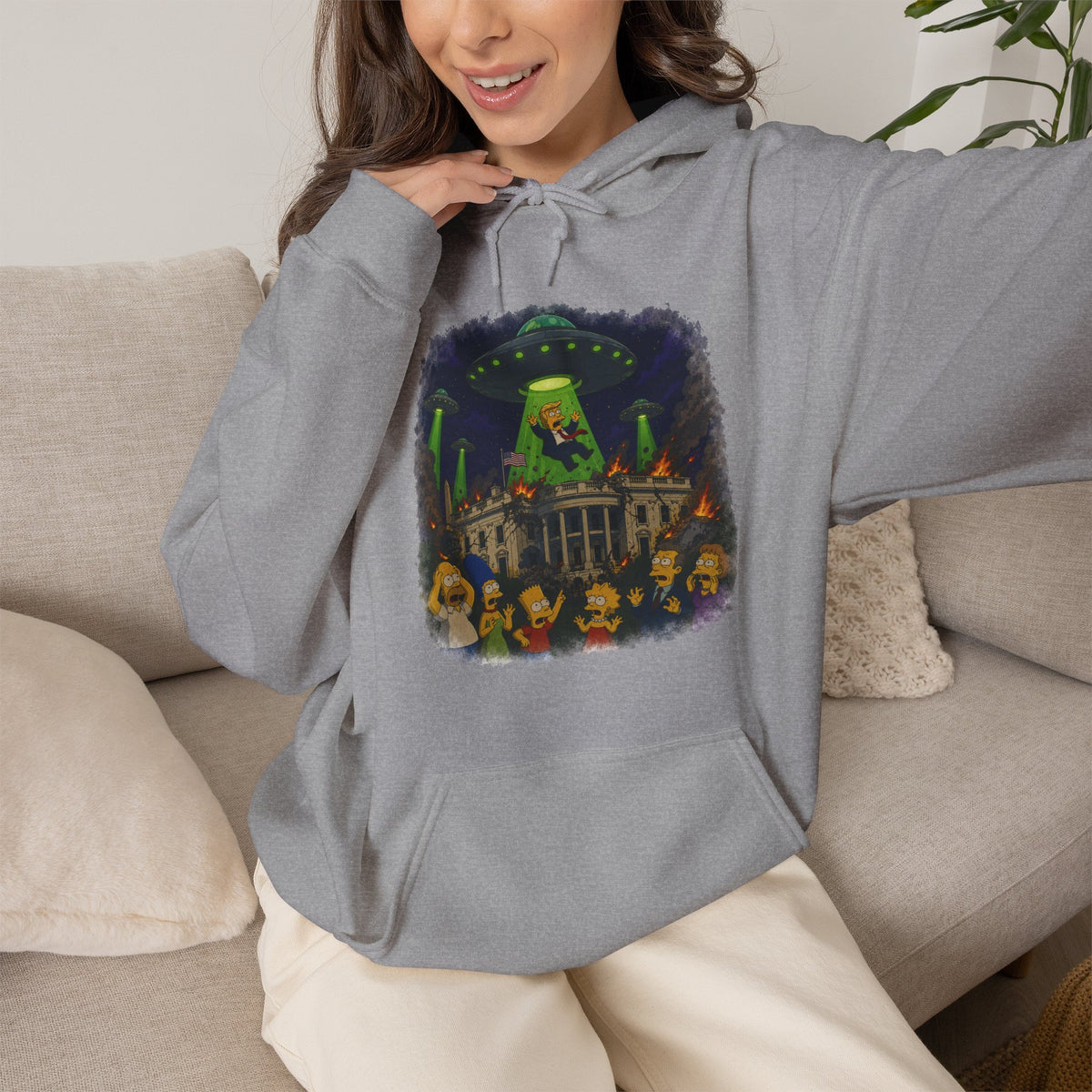 Vert Donald Trump Abduction Vintage Style Unisex Graphic Hoodie