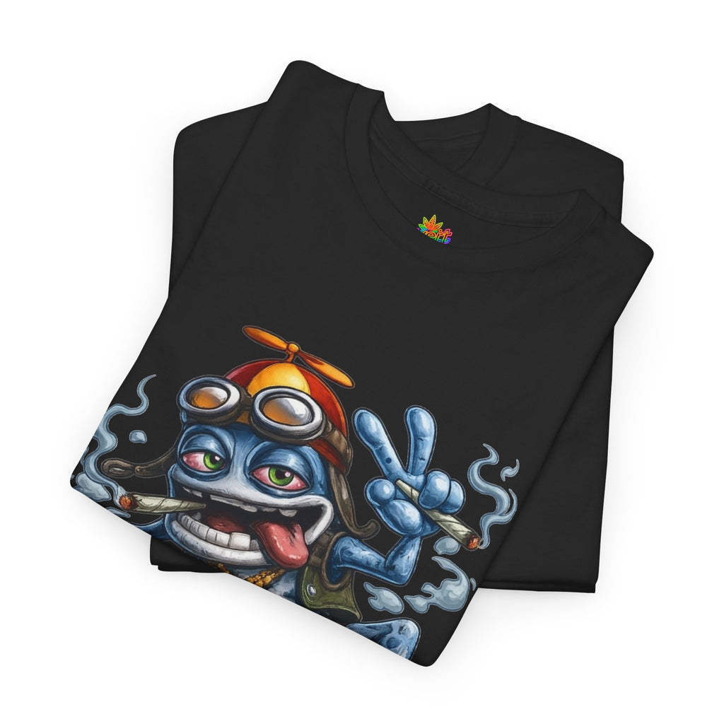 Vert Crazy Frog Smoker Vintage Style Unisex Cotton Graphic T-Shirt