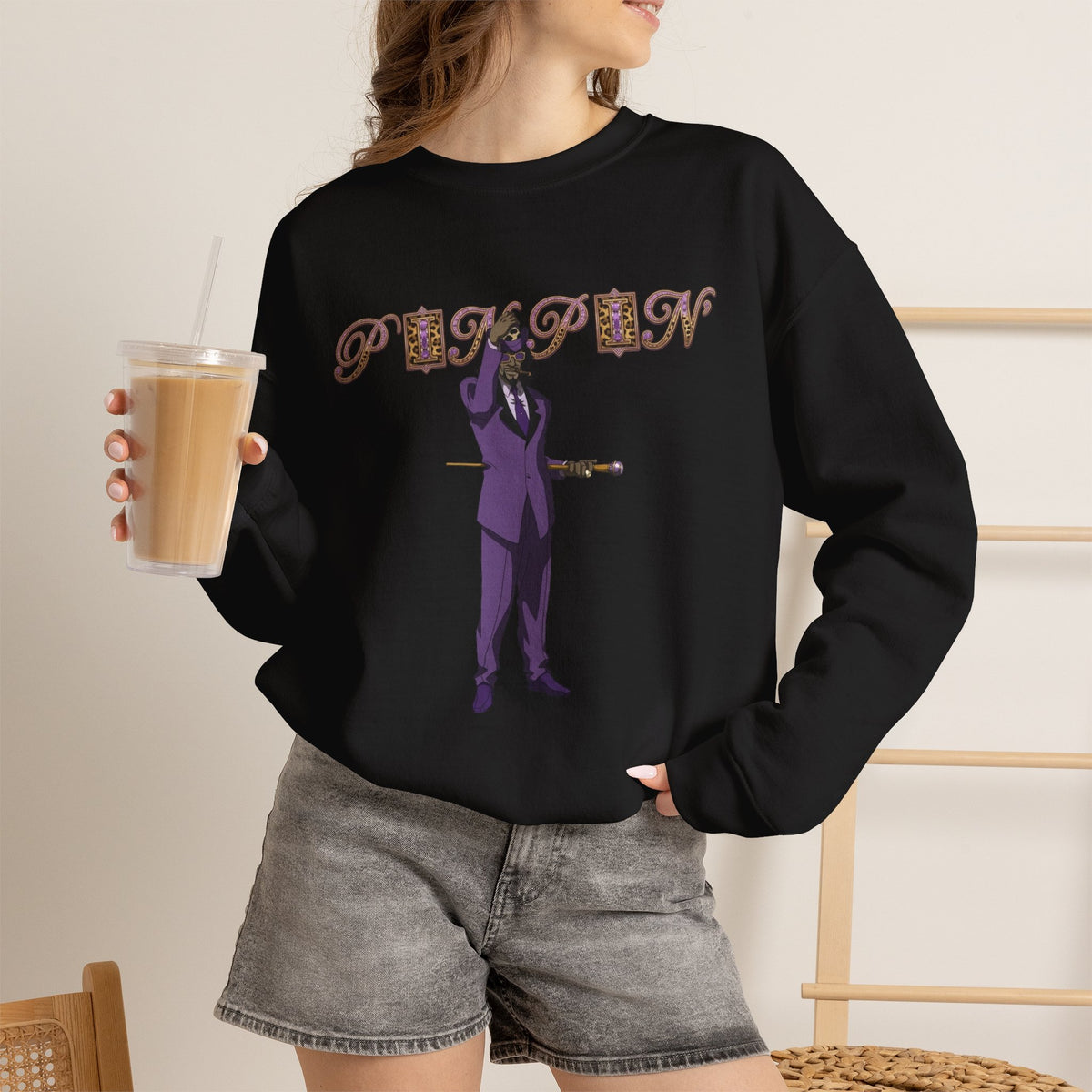 Vert Pimp Named Slickback Vintage Style Unisex Graphic Crewneck Sweatshirt