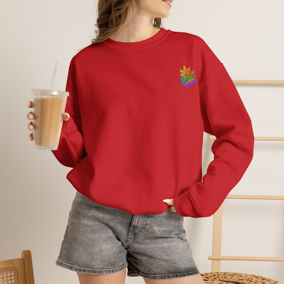 Vert Crested Neon Logo Vintage Style Unisex Graphic Crewneck Sweatshirt