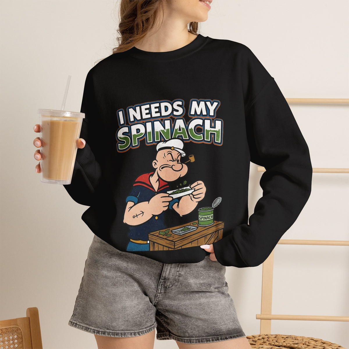 Vert Popeyes Vintage Style Unisex Graphic Crewneck Sweatshirt