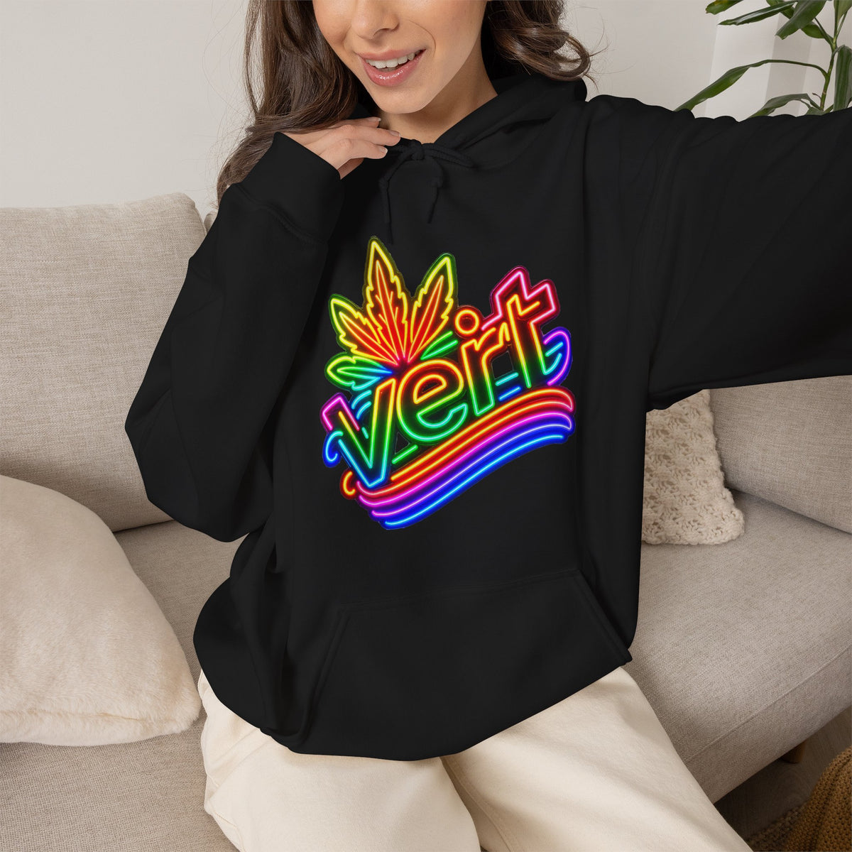 Vert Neon Logo Vintage Style Unisex Graphic Hoodie