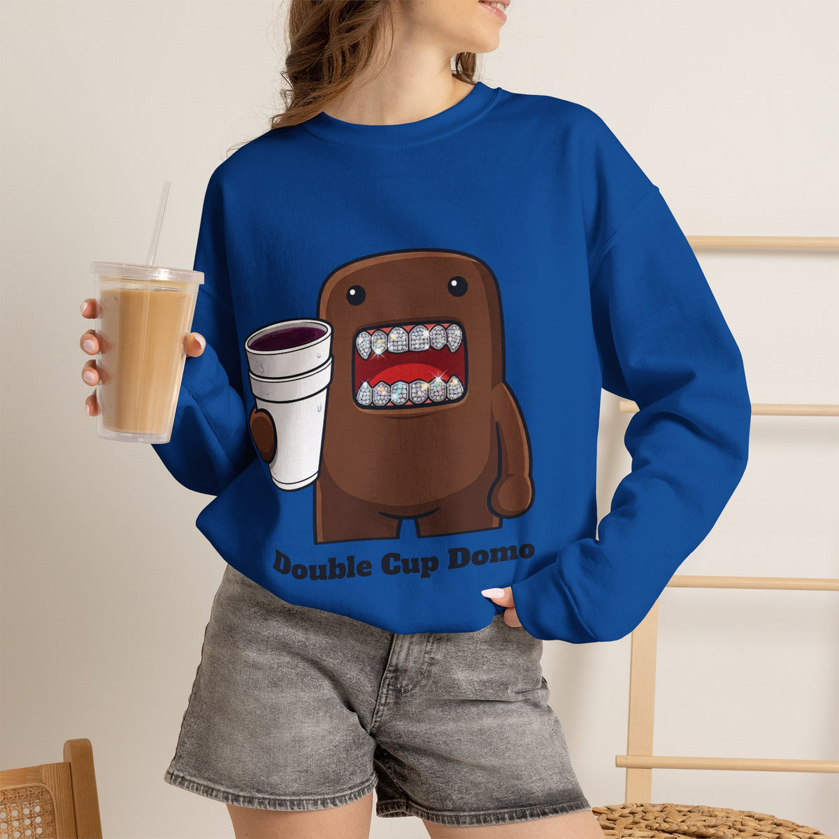 Vert Double Cup Domo Vintage Style Unisex Graphic Crewneck Sweatshirt