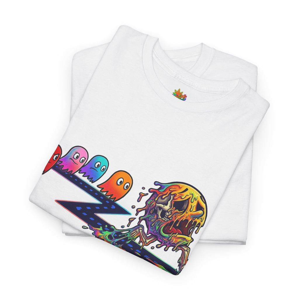 Vert Pac-Man Psychedelic Vintage Style Unisex Cotton Graphic T-Shirt