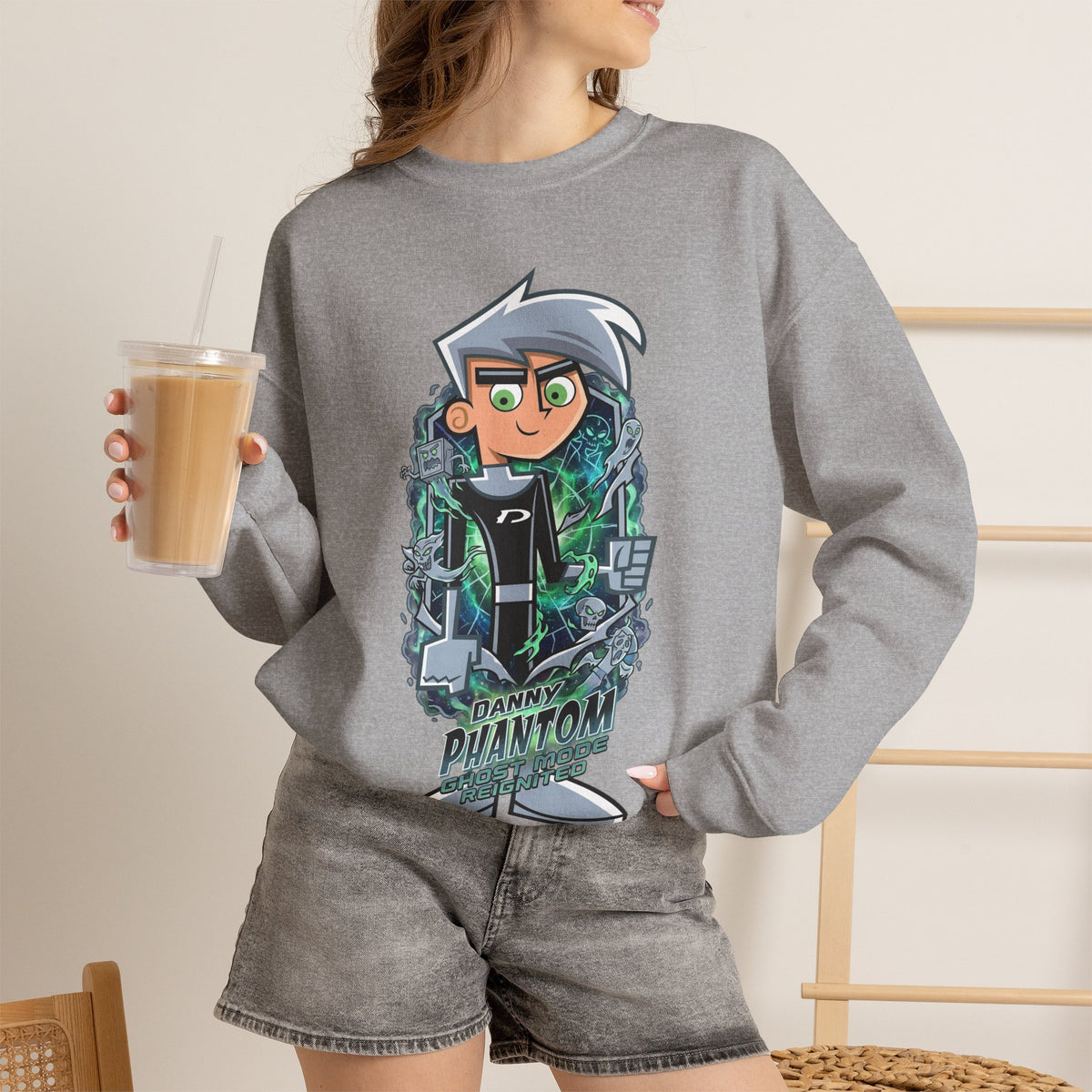 Vert Danny Phantom Vintage Style Unisex Graphic Crewneck Sweatshirt