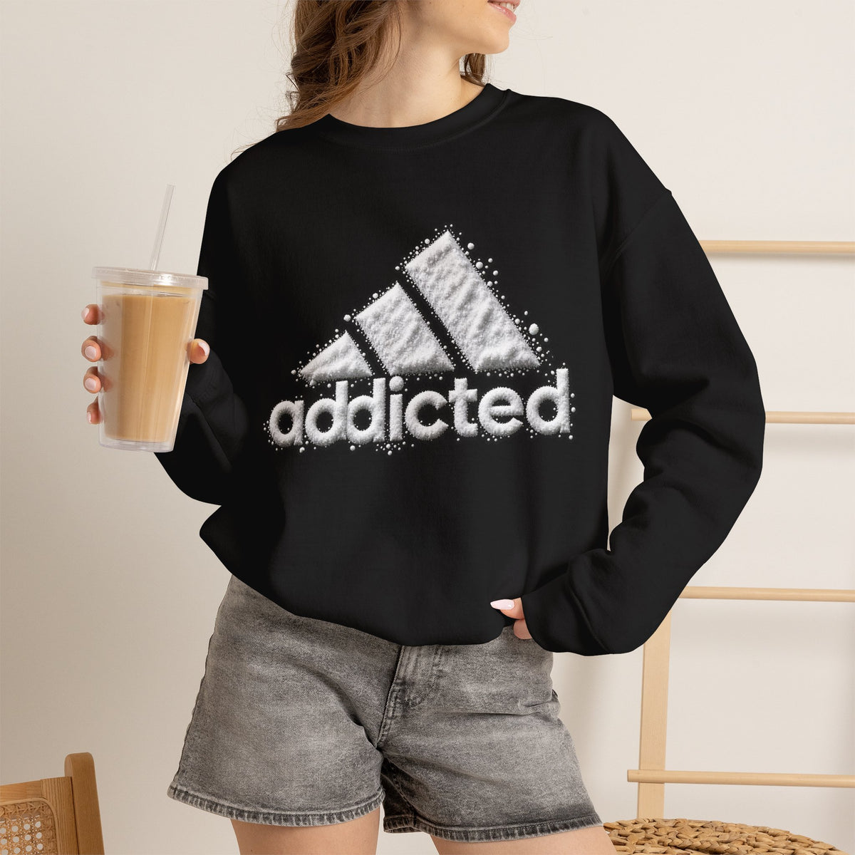 Vert Addicted Vintage Style Unisex Graphic Crewneck Sweatshirt