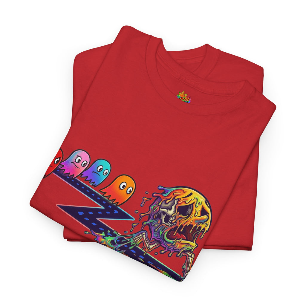 Vert Pac-Man Psychedelic Vintage Style Unisex Cotton Graphic T-Shirt