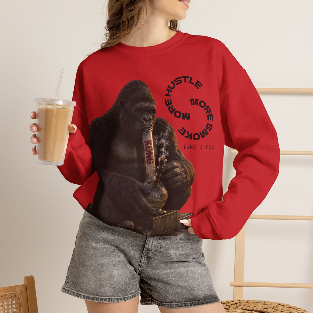 Vert King Kong Smoker Vintage Style Unisex Graphic Crewneck Sweatshirt