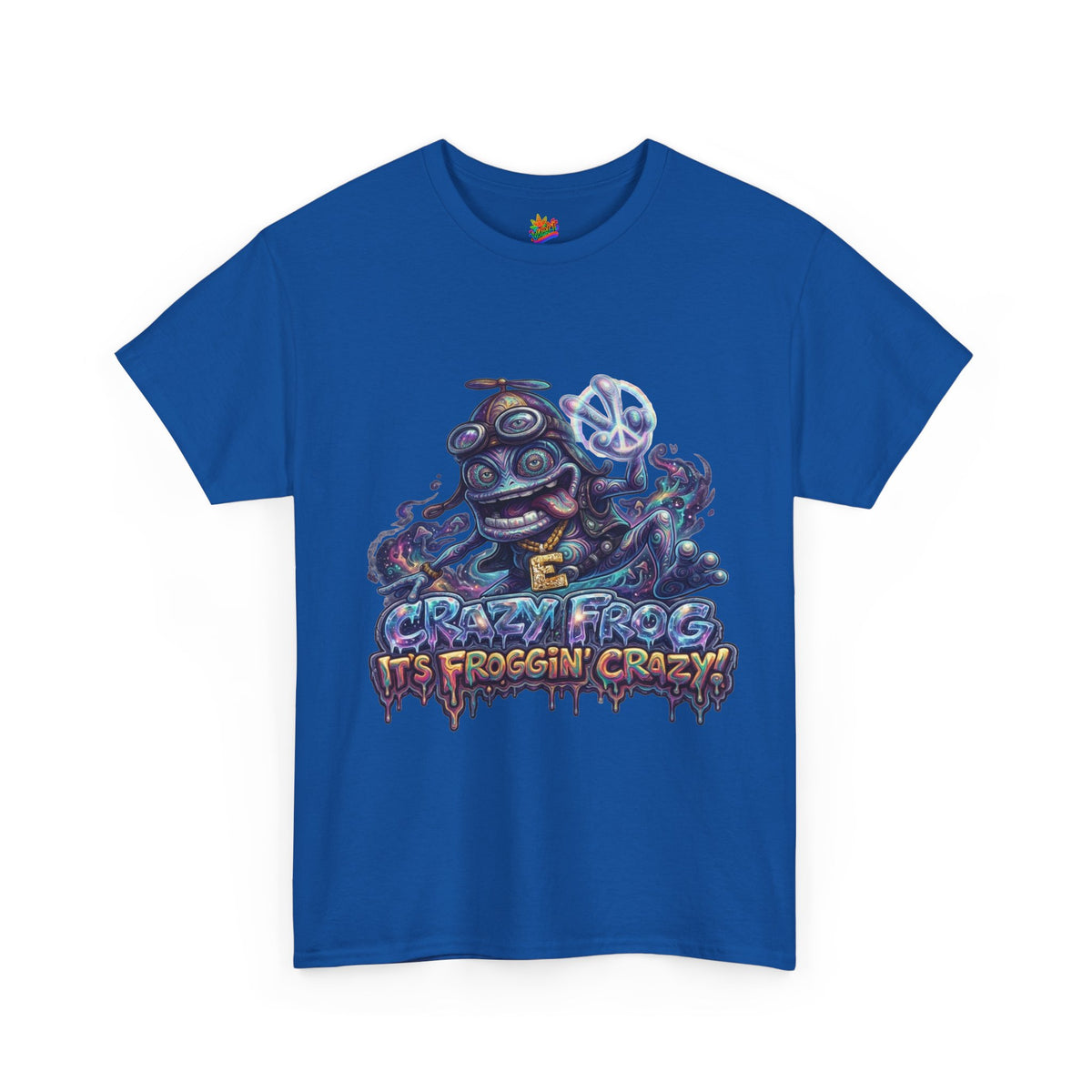 Vert Crazy Frog Psychedelic Vintage Style Unisex Cotton Graphic T-Shirt