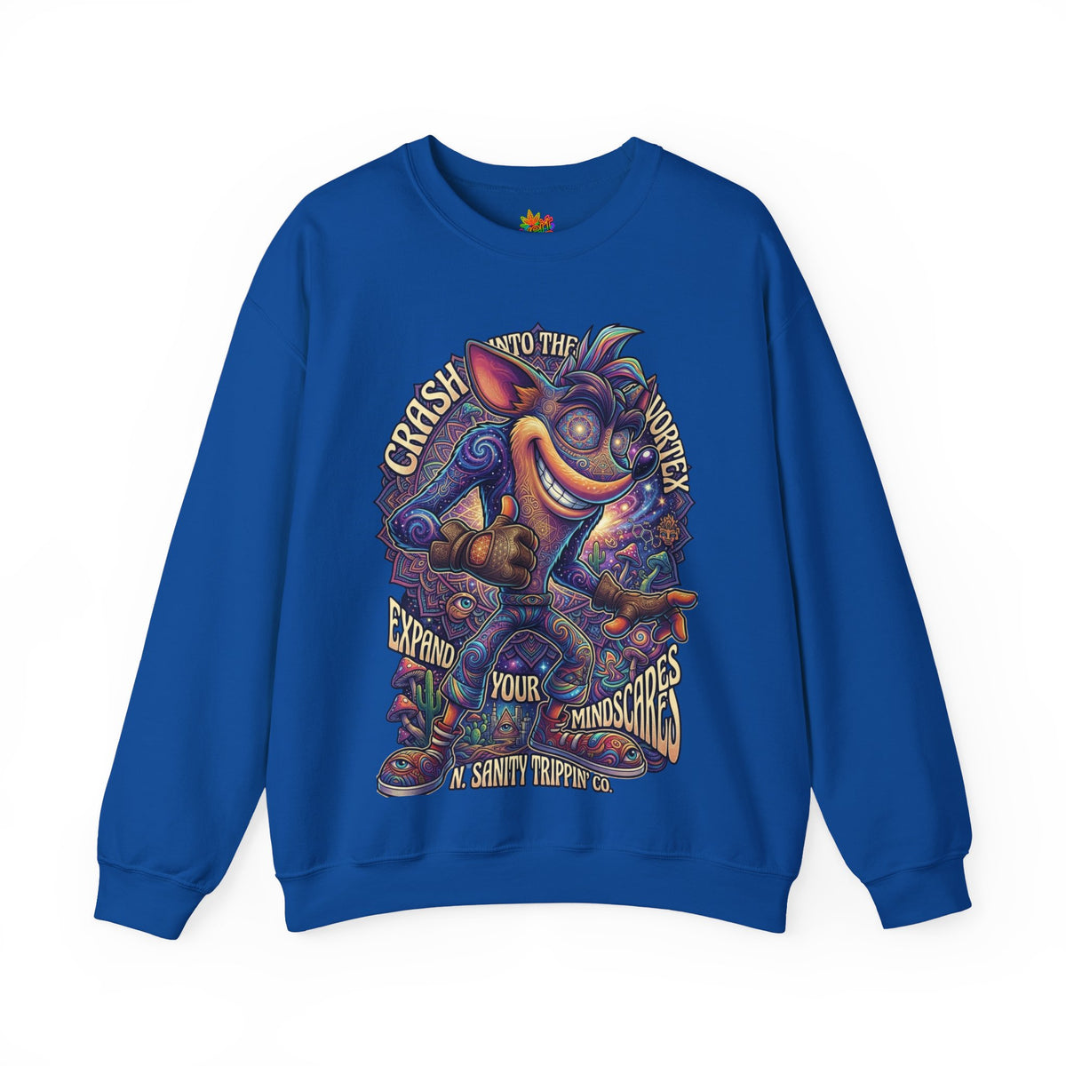 Vert Crash Bandicoot Psychedelic Vintage Style Unisex Graphic Crewneck Sweatshirt