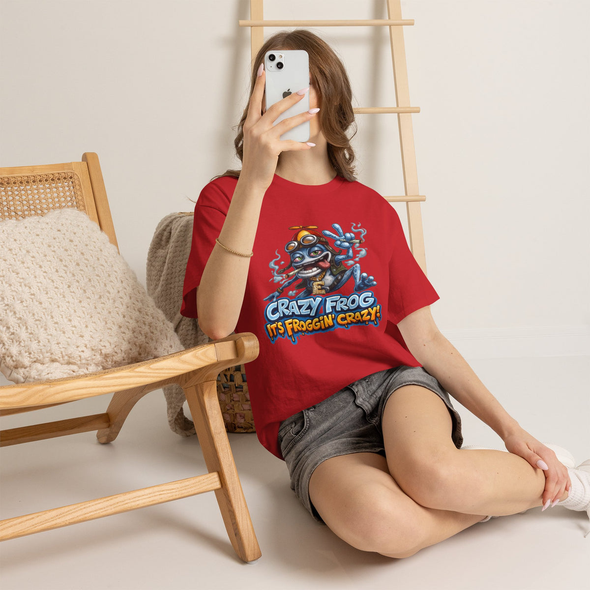 Vert Crazy Frog Smoker Vintage Style Unisex Cotton Graphic T-Shirt