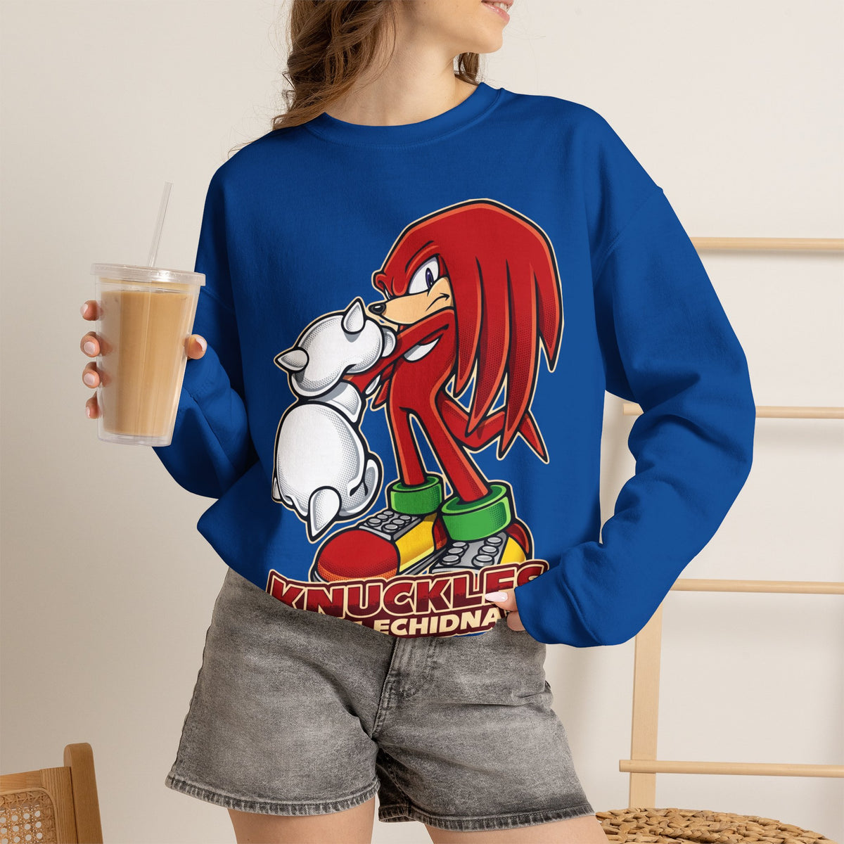 Vert Knuckles The Echidna Vintage Style Unisex Graphic Crewneck Sweatshirt