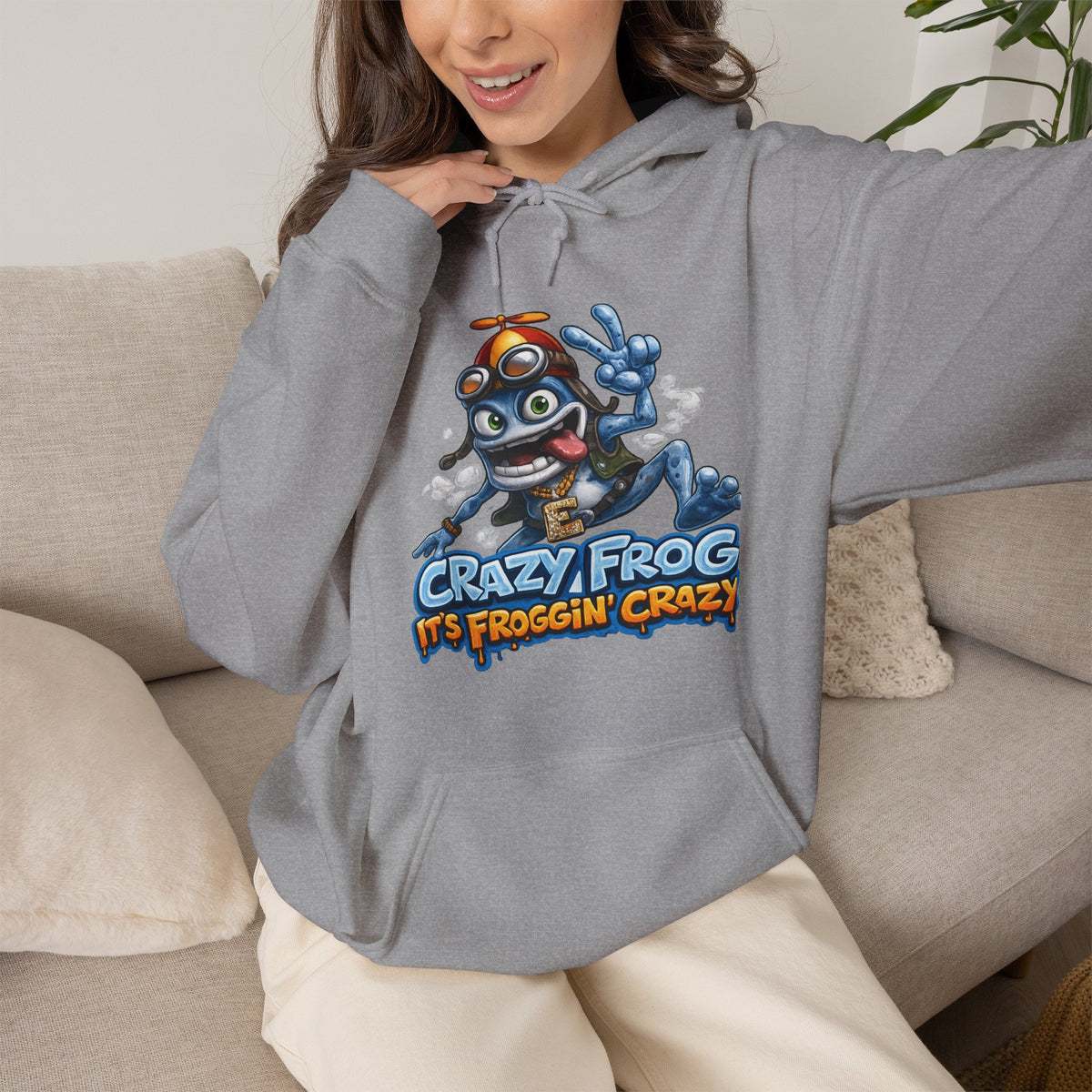Vert Crazy Frog Vintage Style Unisex Graphic Hoodie