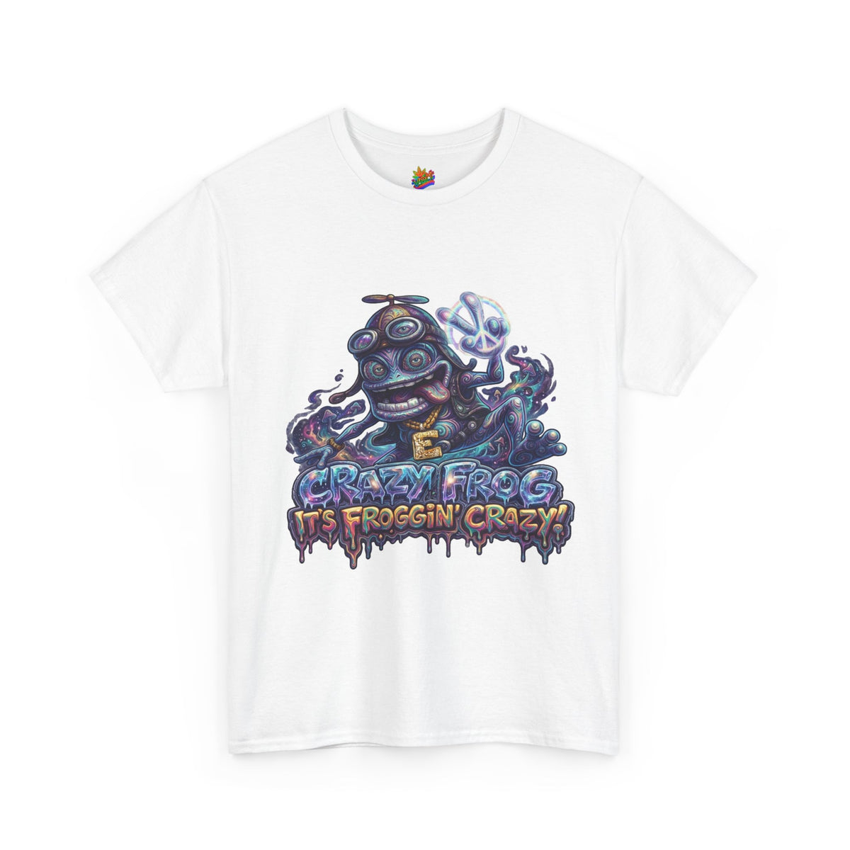 Vert Crazy Frog Psychedelic Vintage Style Unisex Cotton Graphic T-Shirt