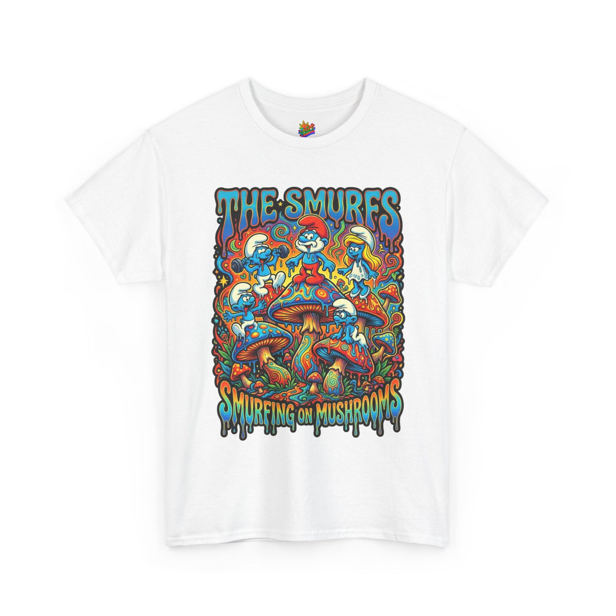 Vert Smurfs Psychedelic Vintages Style Unisex Cotton Graphic T-Shirt