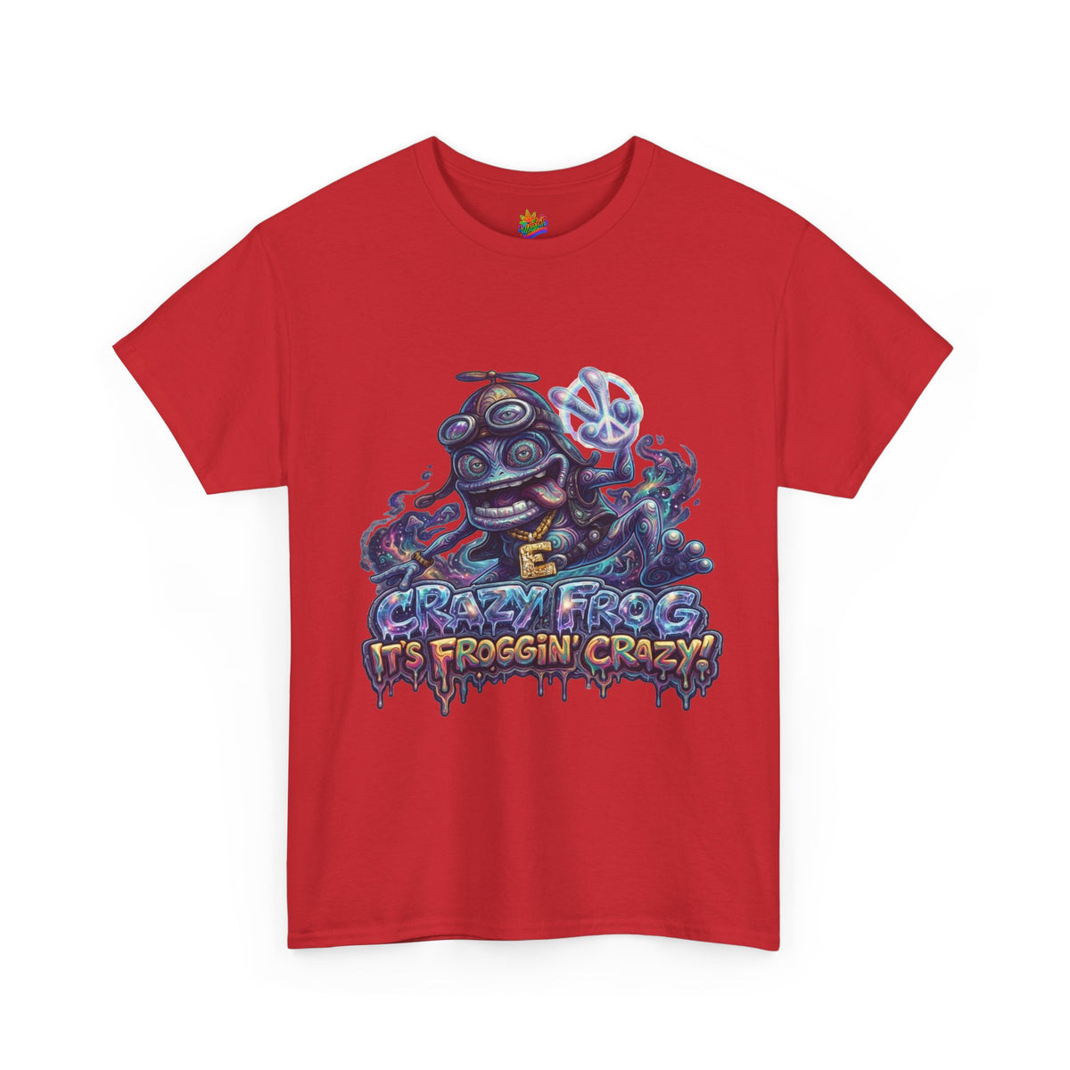 Vert Crazy Frog Psychedelic Vintage Style Unisex Cotton Graphic T-Shirt