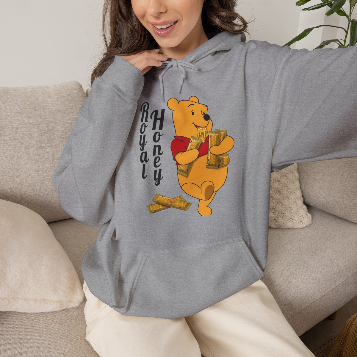 Vert Winnie The Pooh "Royal Honey" Vintage Style Unisex Hoodie