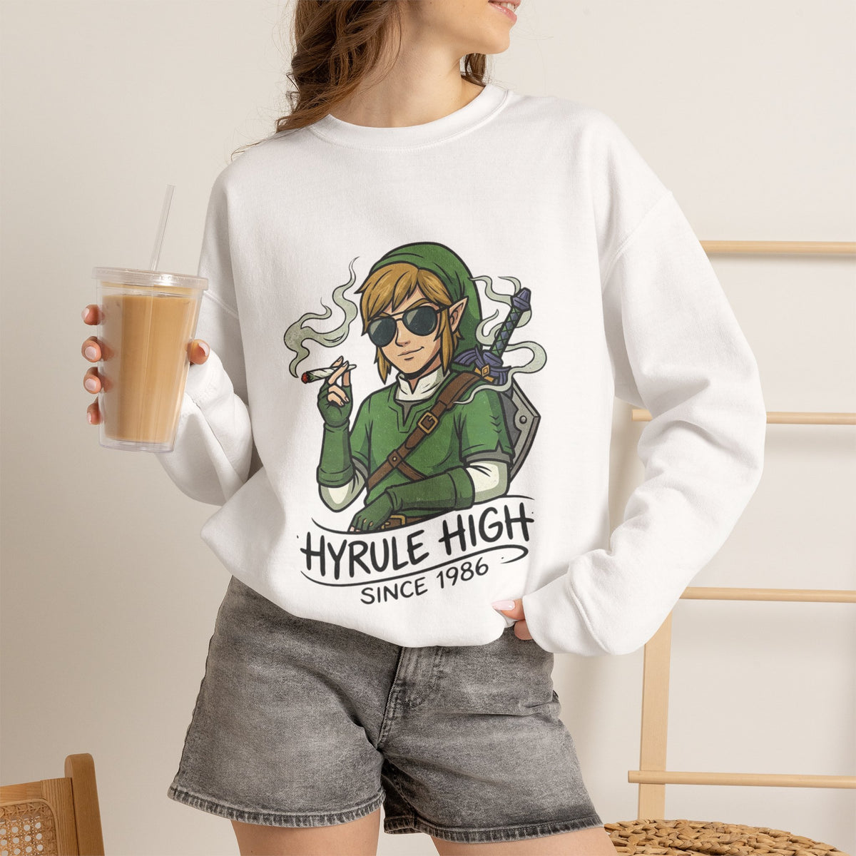 Vert Link Smoker Vintage Style Unisex Graphic Crewneck Sweatshirt