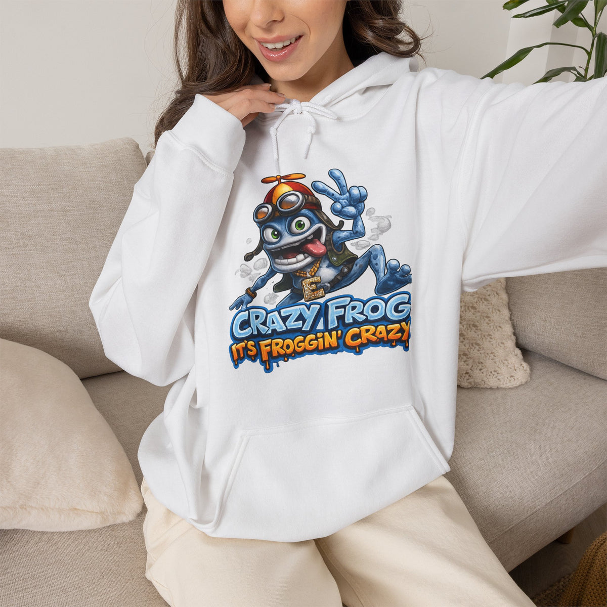 Vert Crazy Frog Vintage Style Unisex Graphic Hoodie