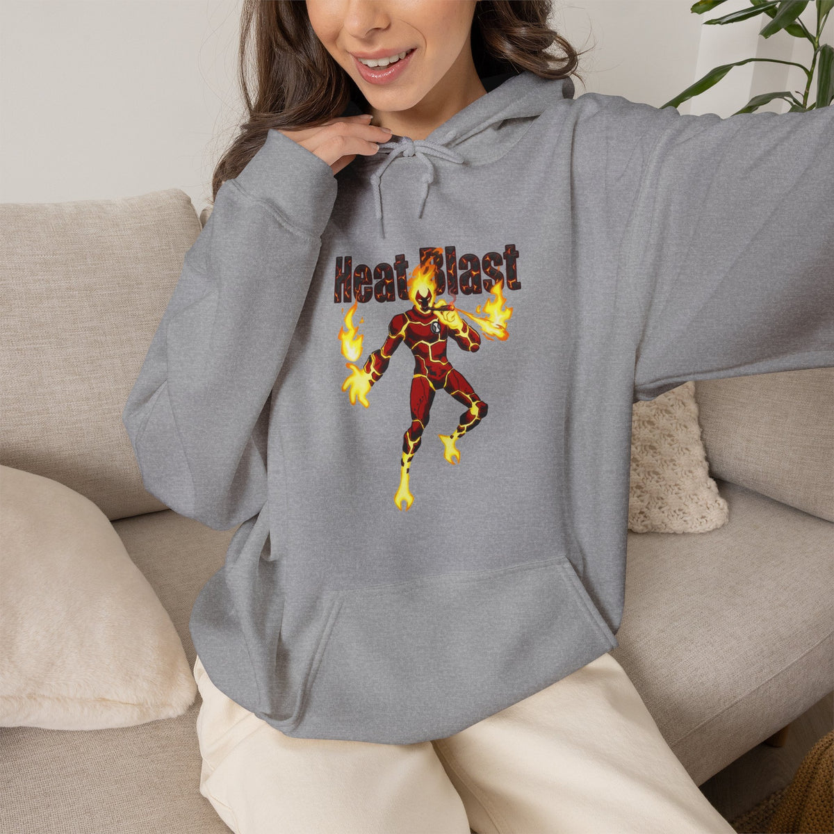Vert Ben 10 Heat Blast Vintage Style Unisex Graphic Hoodie