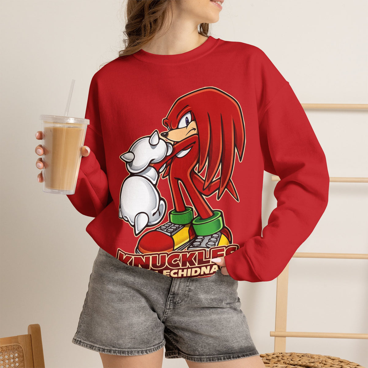 Vert Knuckles The Echidna Vintage Style Unisex Graphic Crewneck Sweatshirt